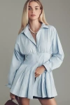 Maeve Long-sleeve Cinched Buttondown Shirt In Blue