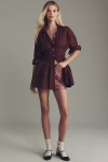 Maeve Long-sleeve Cinched Buttondown Shirt In Burgundy