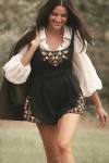 Maeve Long-sleeve Embroidered Twofer Romper In Multi
