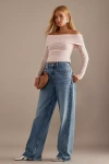 Maeve Long-sleeve Off-the-shoulder Sheer Top In Pink