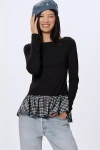 Maeve Long-sleeve Peplum Top In Blue