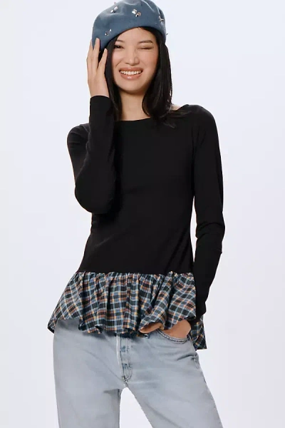 Maeve Long-sleeve Peplum Top In Blue