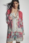 Maeve Long-sleeve Scarf Blouse In Multi