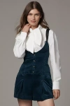 Maeve Long-sleeve Suspender Twofer Romper In Blue