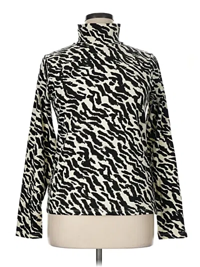 Pre-owned Maeve Long Sleeve Top Black Animal Print Pattern High Neck Tops