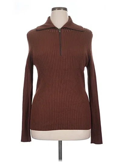 Pre-owned Maeve Long Sleeve Top Brown Turtleneck Tops
