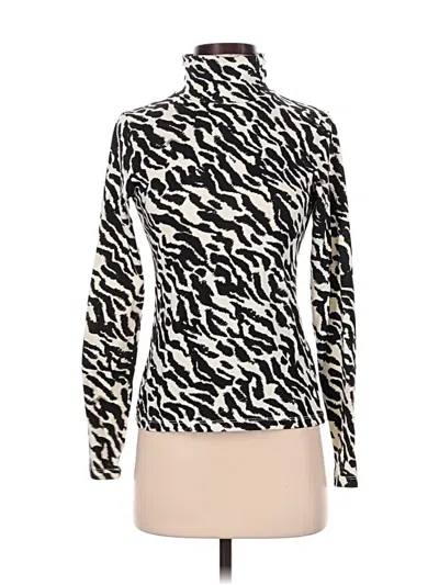 Pre-owned Maeve Long Sleeve Top Ivory Animal Print Pattern Turtleneck Tops