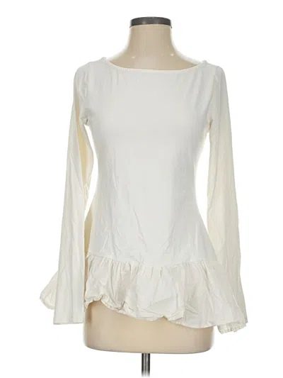 Pre-owned Maeve Long Sleeve Top Ivory Crew Neck Tops