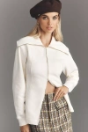 Maeve Long-sleeve Zip-front Top In White