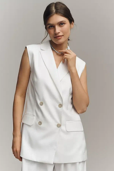 Maeve Longline Double-breasted Vest Jacket In White