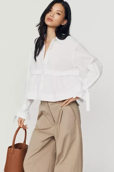 Maeve Long-sleeve Swing Top In White