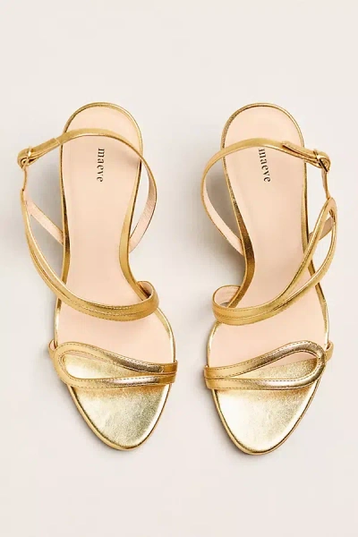 Maeve Loopy Ankle Wrap Heels In Gold