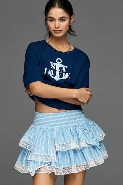 Maeve Love Note Ruffle Skort In Blue