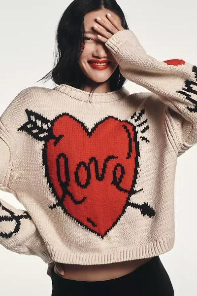 Maeve Lovestruck Long-sleeve Crew-neck Sweater In Multi