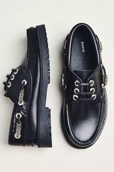 Maeve Lug Sole Boat Shoes In Black