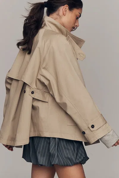 Maeve Lyonne Funnel-neck Cape Jacket In Neutral