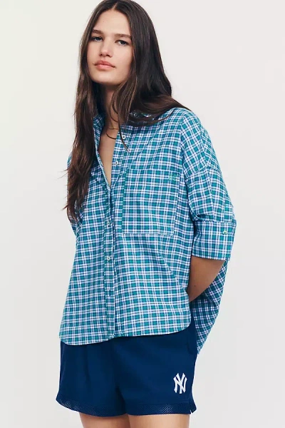 Maeve Mabel Boxy Oxford Shirt Top In Green