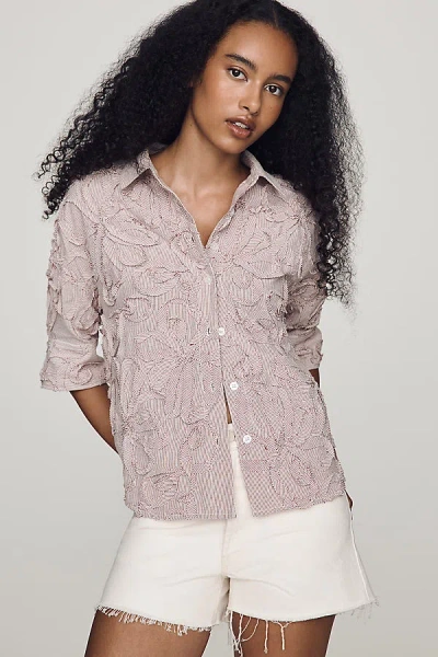 Maeve Mabel Boxy Oxford Shirt Top In Pink