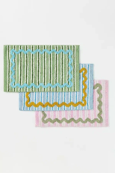 Maeve Madeline Cotton Tufted Stripe Scallop Bathmat In Multi