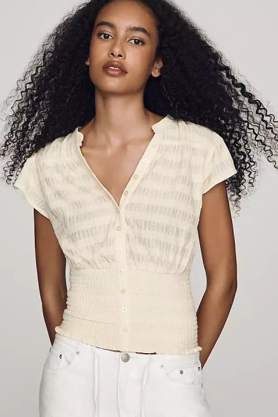 Maeve Market Day Waisted Short-sleeve Top In Orange