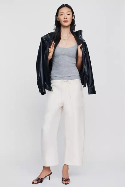 Maeve Marnie Taffeta Tapered Pants In White