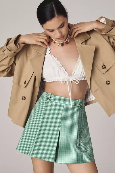 Maeve Menswear Pleated Skort In Green
