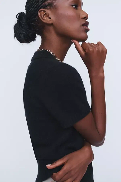 Maeve Mercer Cashmere Short Sleeve Sweater In Black
