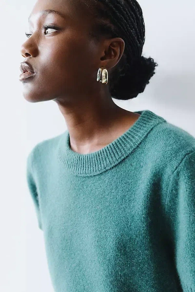 Maeve Mercer Cashmere Short Sleeve Sweater In Blue
