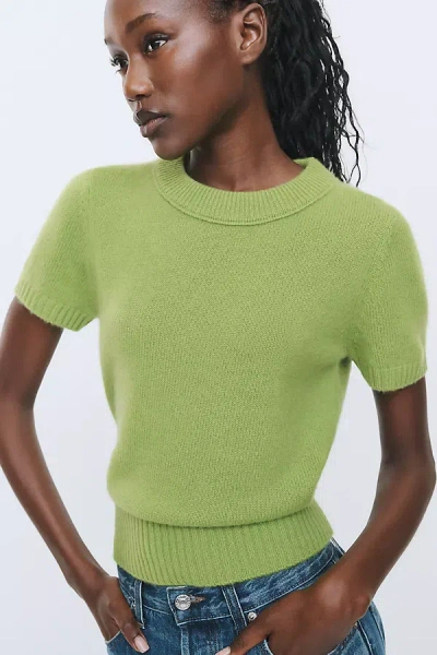 Maeve Mercer Cashmere Short Sleeve Sweater In Green