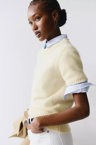 Maeve Mercer Cashmere Short Sleeve Sweater In Yellow