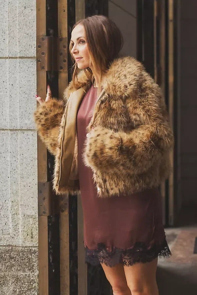 Maeve @merricksart X Anthropologie Cropped Faux Fur Coat Jacket In Brown