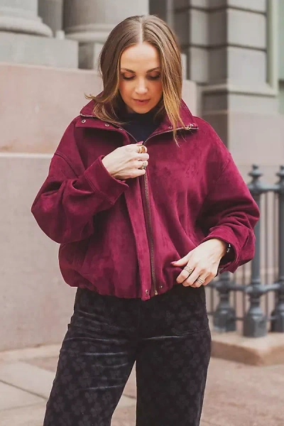 Maeve @merricksart X  Imara Funnel Neck Coat Jacket In Burgundy