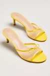 Maeve Mesh Bow Mule Heels In Yellow