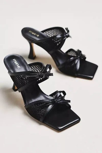 Maeve Mesh Double-bow Open-toe Heels In Black