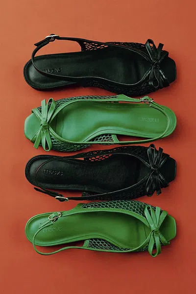 Maeve Mesh Slingback Flats In Green