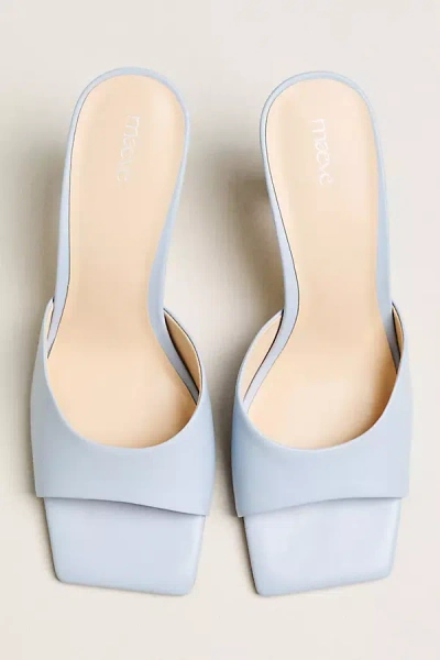 Maeve Metal Bow Open-toe Mule Heels In Blue