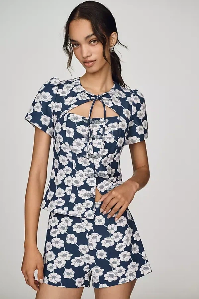 Maeve Mid-rise Floral Shorts In Blue