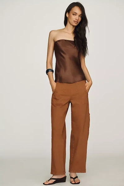 Maeve Mid-rise Tapered Jeans In Brown