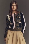 Maeve Mixed Argyle Cardigan Sweater In Multi