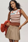 Maeve Mixed Print Sleeveless Linen Blend Sweater In Brown