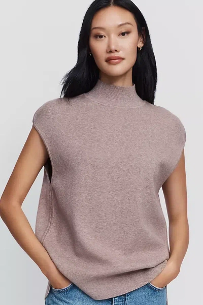 Maeve Mock Neck Cap Sleeve Sweater In Pink