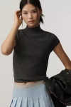 Maeve Mock-neck Cashmere Sweater Tee In Gray