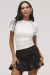 Maeve Mock-neck Lace-trim Tee In White