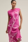 Maeve Mock-neck Midi Slip Dress In Pink