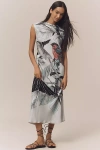 Maeve Mock-neck Midi Slip Dress In Gray