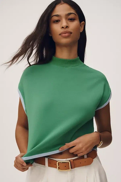 Maeve Mock-neck Shell Tee In Green