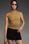 Maeve Mock-neck Shell Top In Green