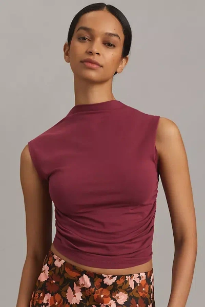 Maeve Mock-neck Shell Top In Purple