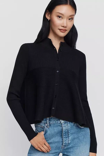 Maeve Mock Neck Swing Cardigan In Black