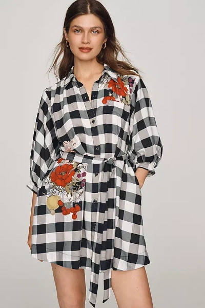 Maeve Mona Linen Mini Shirt Dress By  In Black